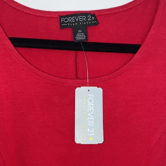 Forever 21 Plus Size Curve Long Sleeve Red Dress - Picture 5 of 5
